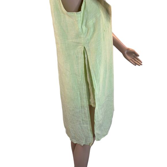 Chico's 100% Linen Mini Shift Dress Button Down Sleeveless Pockets Size Medium - Picture 8 of 11